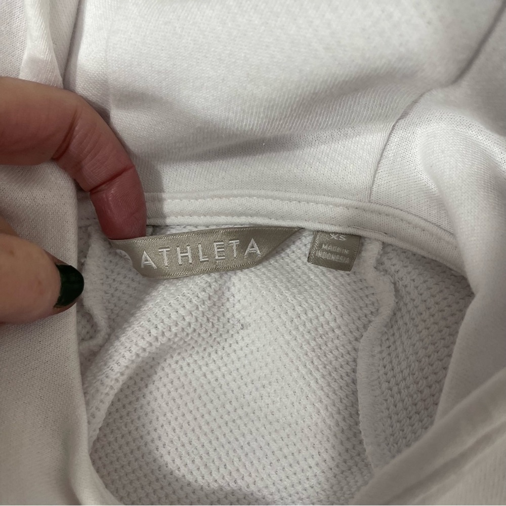 ATHLETA French Terry Pique Pullover Hoodie in White Size XS - Picture 13 of 14